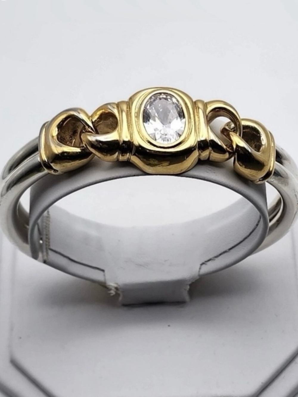 UNOAERRE ITALIAN DESIGNER Statement STERLING SIlVER GOLD VERMEIL BRACELET